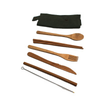 China manufature produce cubiertos de bambú ecológicos cubiertos con cuchara tenedor cuchillo paja
